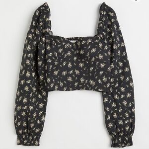 Floral linen blend top XL